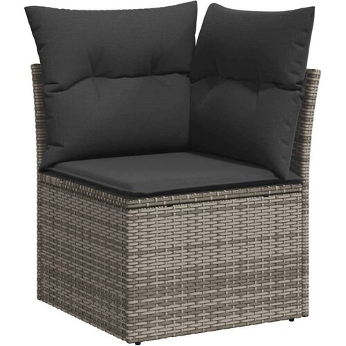 vidaXL 9-dijelni set vrtnih sofa poliratan i bagrem s jastucima sivi Cene