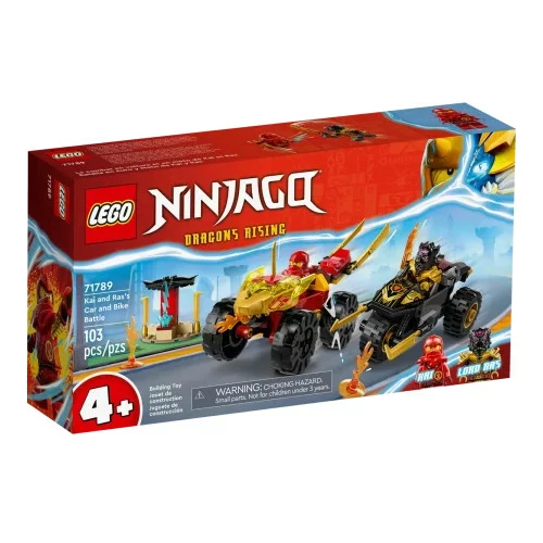 Lego Ninjago® 71789 Dvoboj Kaija u autu i Rasa na motociklu