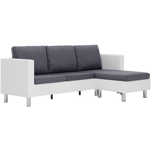 Maison Chic kavč - Sofa - Kanape trosed z blazinami belo umetno usnje, (21727133) Cene