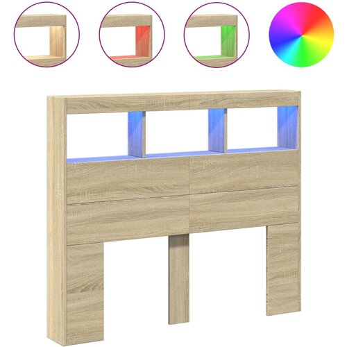 Maison Chic posteljno vzglavje - vzglavna omarica - nočna omarica led sonoma hrast 120x17x102 cm, (21704928) Slike