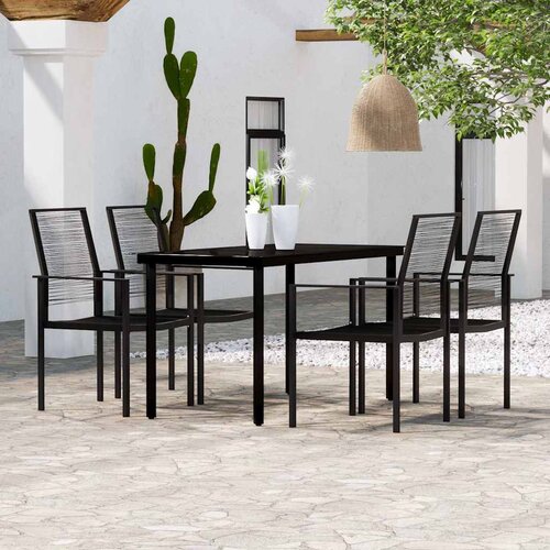 5-dijelni vrtni blagovaonski set crni Crna Dužina stola 140 cm Cene