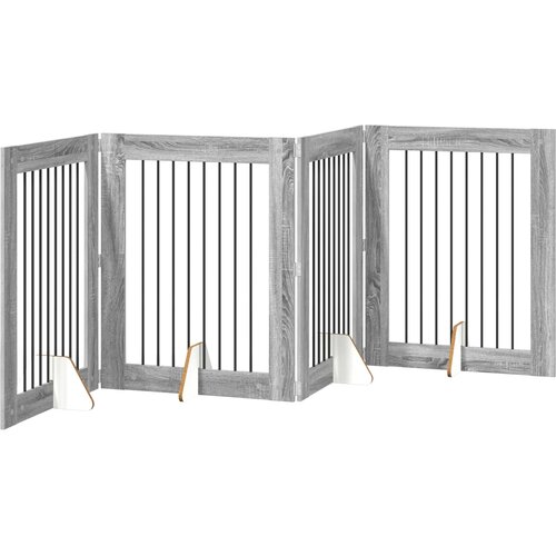  Vrata za pse s postoljem 4 pcs Siva sonoma 80 x 100 cm Slike