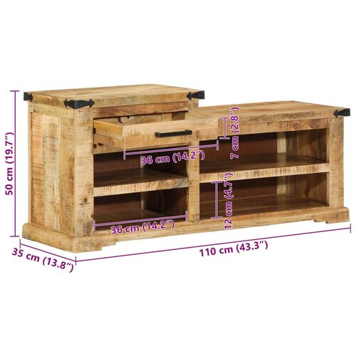 vidaXL klupa za cipele 110x35x50 cm Čvrsto drvo manga Cene