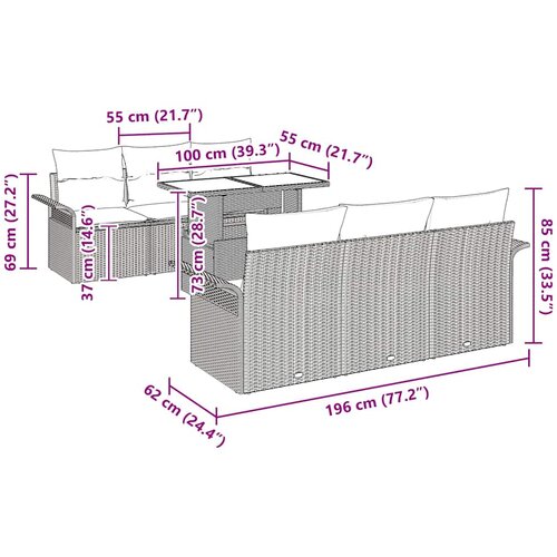  Sjedeća garnitura za vrt 7 kom. Crna poliratan 100 x 55 x 73 cm Slike