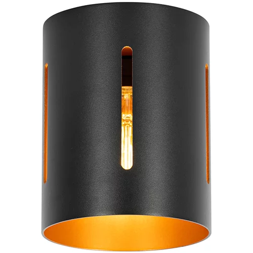 QAZQA Dizajnerska stropna svetilka črna z zlato notranjostjo - Yana