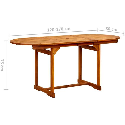 VidaXL Vrtni blagovaonski stol (120-170) x 80 x 75 cm od drva bagrema Slike