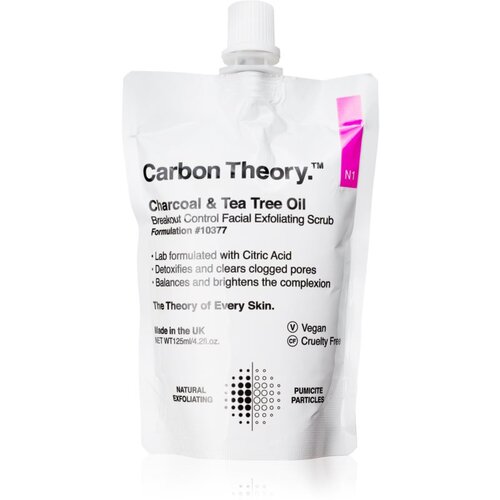 Carbon Theory Charcoal & Tea Tree Oil čistilni piling za obraz za problematično kožo, akne 125 ml Cene