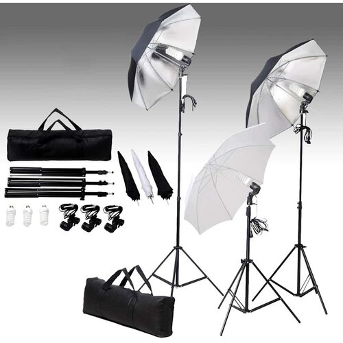  Komplet za fotografski studio sa setom svjetiljki i pozadinom Bijela 500 x 300 cm Slike