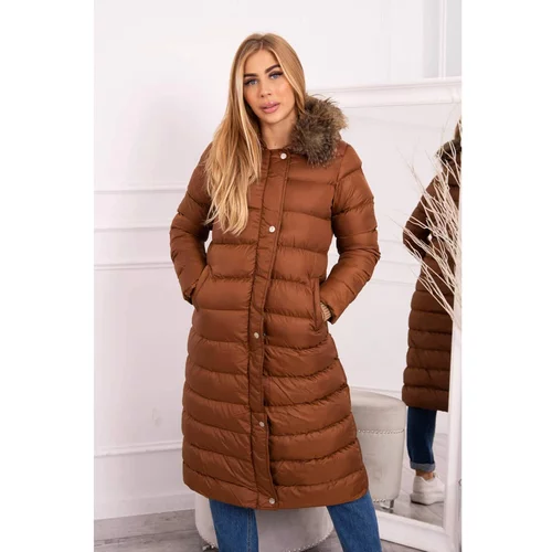 Kesi Quilted winter jacket with a hood camel