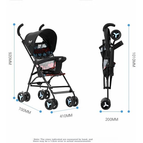  Happy Dino Ki&amp;scaron;obran kolica za bebe LD099-C, Crna Slike