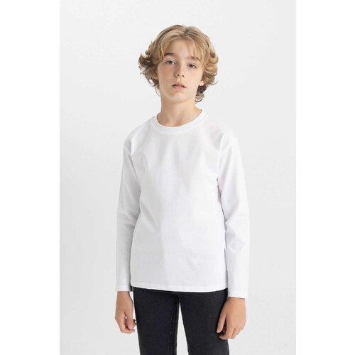 Defacto Boy's Crew Neck Basic Plain White Long Sleeve School T-Shirt K1686a624au Slike