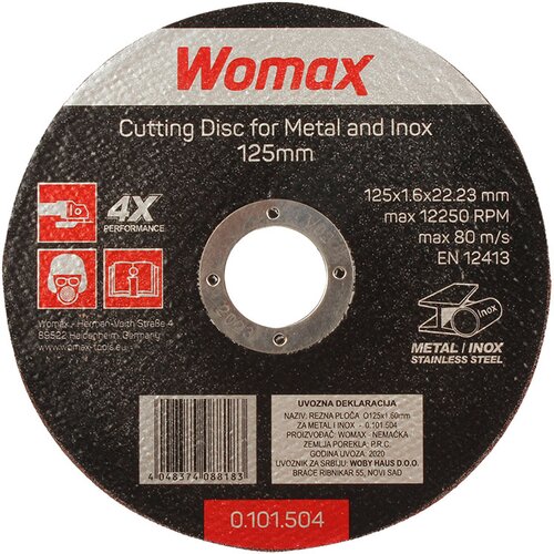 Womax rezna ploča, FI125x1.60mm Cene