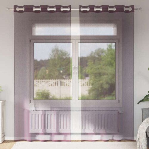 VidaXL Voile zavese z vponkami 2 kosa vijolična 140x245 cm Slike
