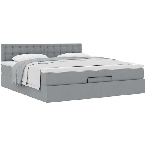 VidaXL Otomanski krevet s madracem svijetlosivi 200x200 cm tkanine Slike