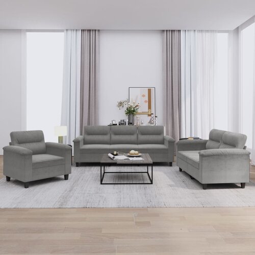 VidaXL 3-dijelni set sofa s jastucima tamnosivi od mikrovlakana Slike
