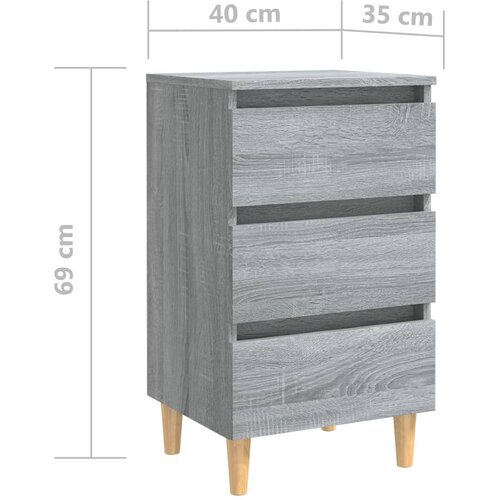  Noćni ormarić s drvenim nogama boja sivog hrasta 40x35x69 cm Slike