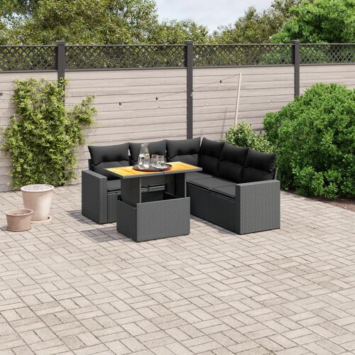 VidaXL 6-dijelni set vrtnih sofa s jastucima crni od poliratana Slike