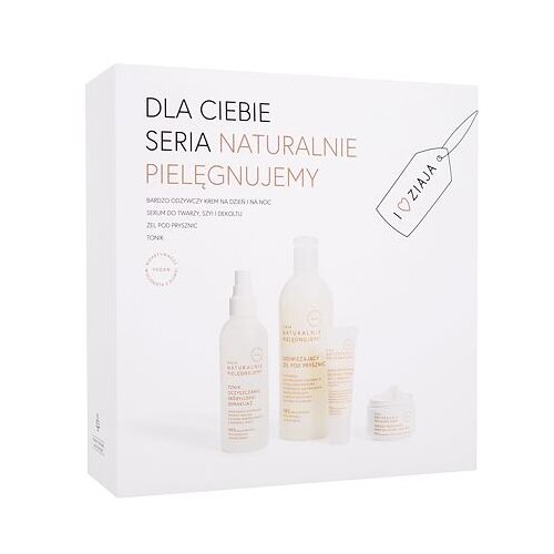 Ziaja Natural Care darovni set krema za kožu Natural Care Intensely Nourishing Day &amp;amp; Night Cream 50 ml + serum za kožu Natural Care Face And Neck Serum 30 ml + tonik za kožu Natural Care Face Toner 200 ml + gel za tu&amp;scaron;iranje Natural Care Shower Gel Refreshing 400 ml za žene Slike