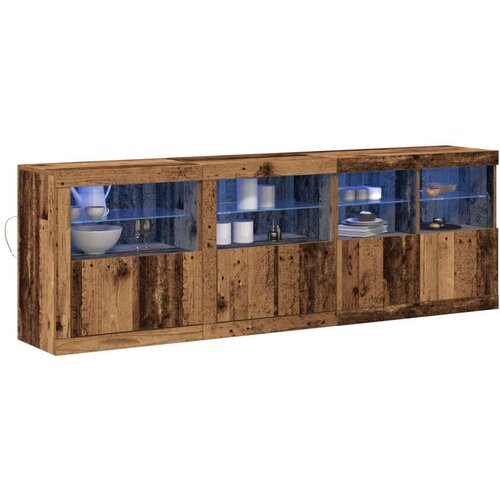  Bife s LED svjetlima Stari Drvo 202x37x67 cm Slike