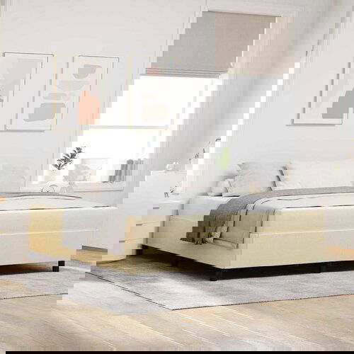 vidaXL Postelja z vzmetnico Krem, Črna 180 x 200 cm Cene