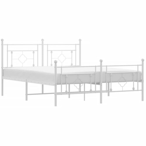 Maison Chic Kovinski Posteljni okvir - Dvoposteljna postelja - Zakonska postelja z vzglavjem in vznožjem bel 160x200 cm-J62, (21774735) Cene