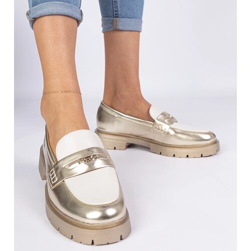 Gemre Golden women's moccasins with white insert Sugetti Cene