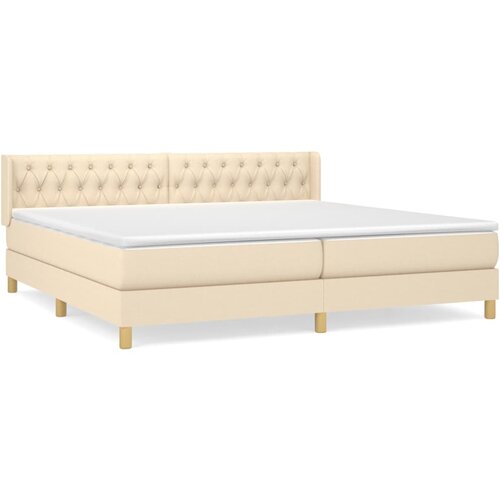 vidaXL Box spring postelja z vzmetnico krem 200x200 cm blago, (20896867) Cene