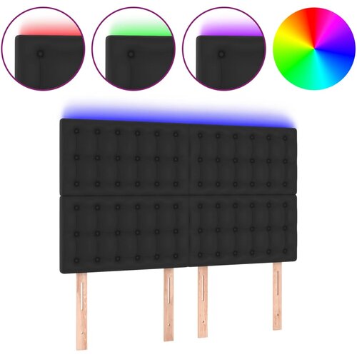 Maison Chic led posteljno vzglavje - vzglavna omarica - nočna omarica črno 144x5x118/128 cm umetno usnje, (21713101) Slike