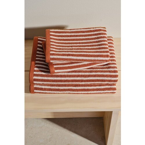 Jotex Bombažni komplet brisač 4 ks v konjak rjavi barvi/kremno beli Dixie &amp;ndash; Slike