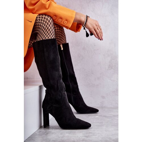 FG2 Women's Knee-High Boots Eco-Suede Black Truly Love Cene
