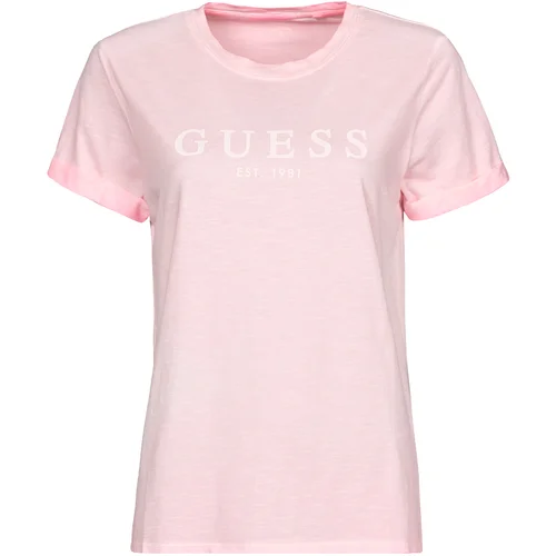 Guess es ss 1981 roll cuff tee ružičasta