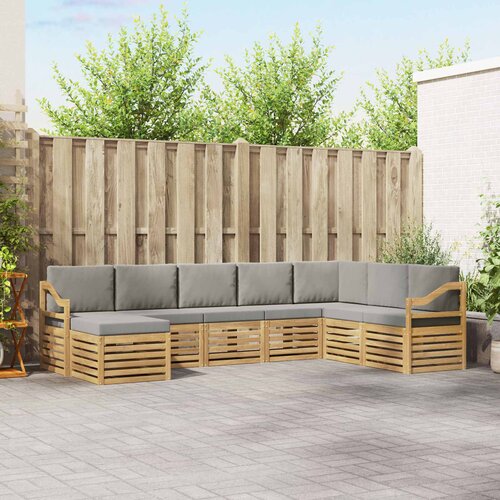  Set vanjskih sofa 8 kom. Bijela i svjetlosiva Poliester Smeđa 304 x 185,5 x 73 cm Slike