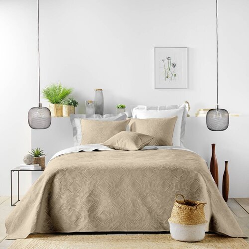 Douceur d int&amp;eacute;rieur Svetlo rjav komplet pregrinjala in prevleke za vzglavnik iz mikrovlaken 240x260 cm Romane &amp;ndash; Slike