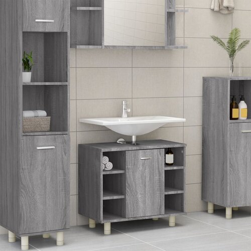 VidaXL Kopalni&amp;scaron;ka omarica siva sonoma 60x32x53,5 cm inženirski les Slike