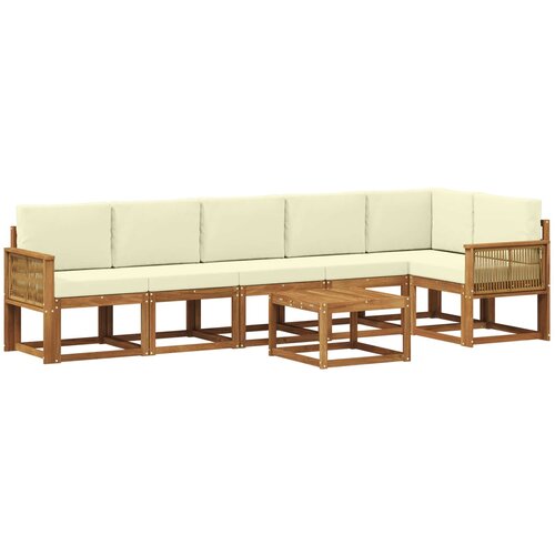 vidaXL Zunanja garnitura za sedenje 7 pcs Naravna in smetana Poliester, (5000280810) Cene