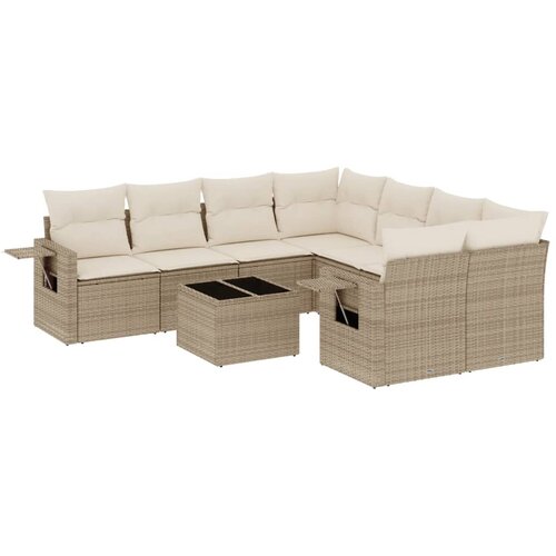 vidaXL 9-dijelni set vrtnih sofa s jastucima bež od poliratana Cene