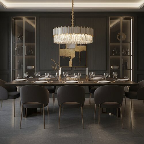 Toolight Viseća lampa s kristalićima APP1747-8CP 60 cm Zlato Slike
