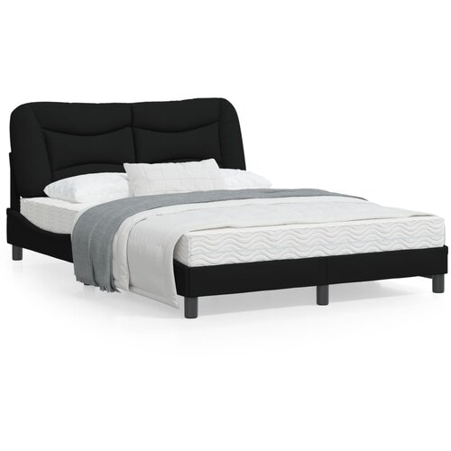 VidaXL Okvir za krevet s uzglavljem crni 140x190 cm od tkanine Slike