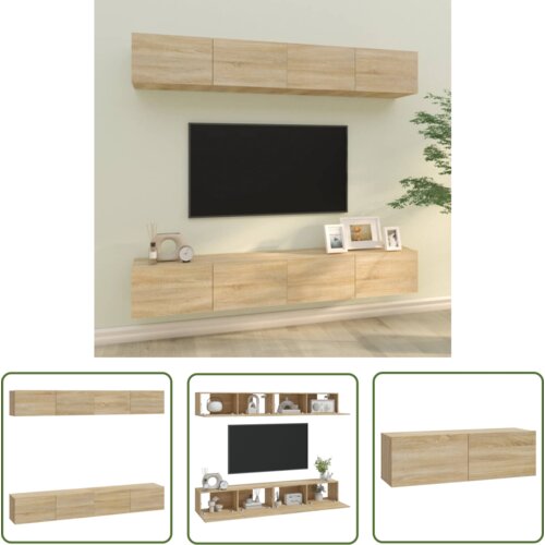 The Living Store Stenske TV omarice 4 kosi sonoma hrast 100x30x30 cm - Stenska TV Omarica, (21738328) Cene