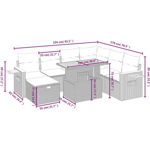 VidaXL 8-dijelni set vrtnih sofa od poliratana s jastucima sivi Slike
