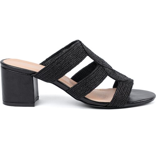 Shelvt Black braided heeled sandals Cene
