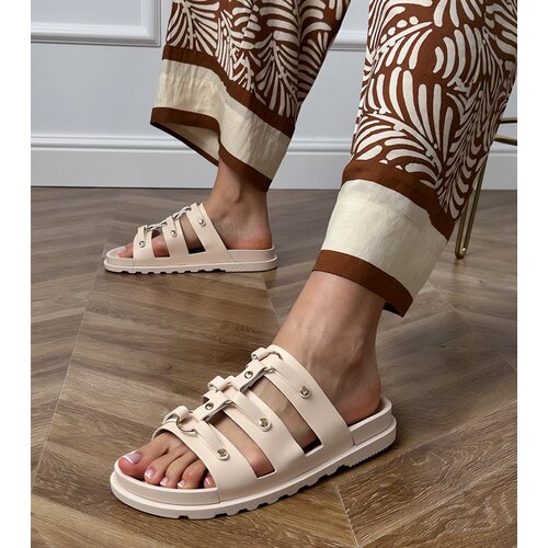 Gemre Beige Roman flip-flops with studs Elenois Cene