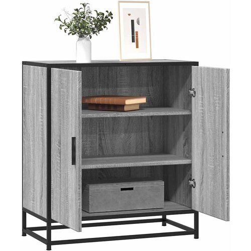 VidaXL Komoda siva sonoma 68x35x76 cm inženirski les in kovina Slike