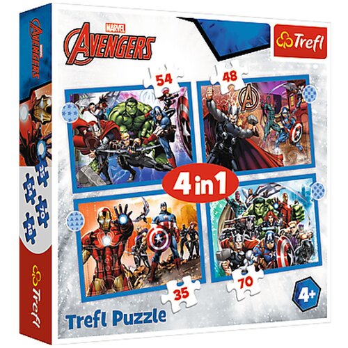 Trefl Puzzle 4u1 Brave Avengers 34386 - 54/ 48/ 35/ 70 delova Slike