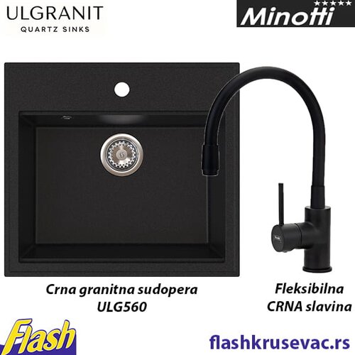  Granitna sudopera Ulgranit ULG560 (CRNA) + slavina - SET Slavina fleksibilno crevo Slike