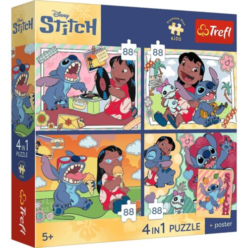 Trefl 4 in 1 Puzzle Premium Plus &amp;ndash; Lilo &amp;amp; Stich - 1 k. Slike