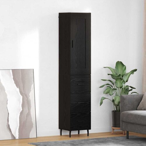 VidaXL Highboard Crni hrast 34,5 x 34 x 180 cm Konstruirano drvo Slike