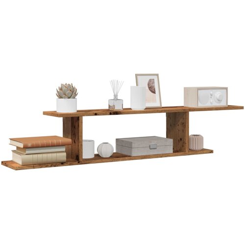 vidaXL Stenska TV polica Old Wood 125x18x23 cm Inženirski les Cene
