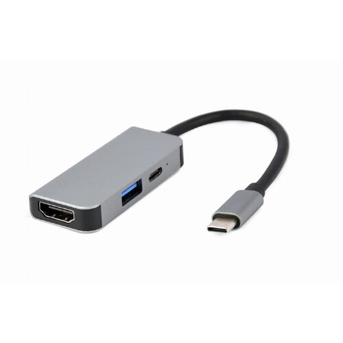 Docking station GEMBIRD USB adapter Type-C 3-in-1 multi-port adapter (USB port + HDMI + PD), silver, A-CM-COMBO3-02 Slike