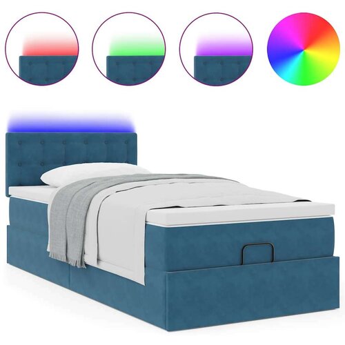 vidaXL Otomanski posteljni okvir z vzmetnico moder 100x200 cm žamet Cene